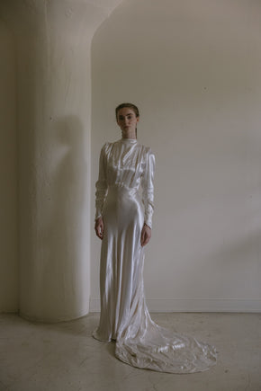 1930s English satin wedding gown