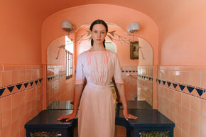 1910s pink striped cotton lawn dress
