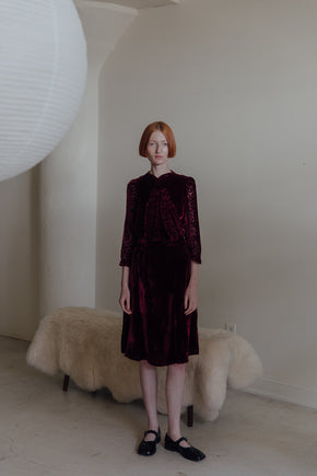 1930s garnet devoré velvet dress
