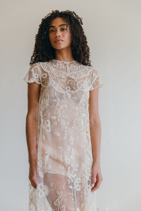Antique 1920s Brussels lace gown