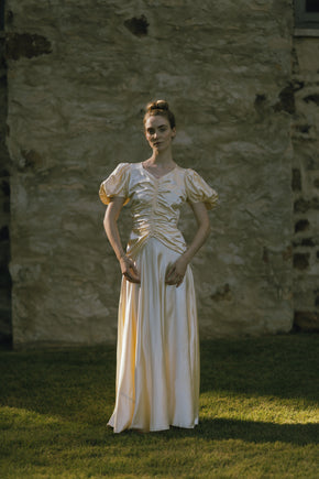 C. 1940s cream puff sleeve wedding gown