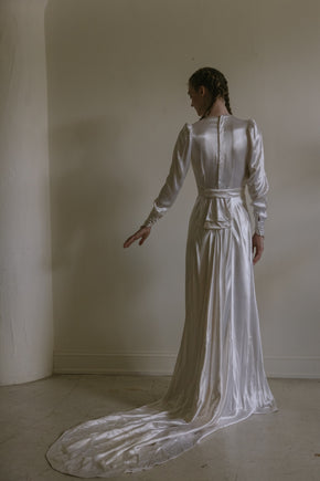 1930s English satin wedding gown