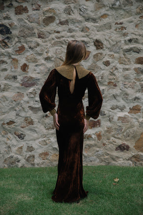 1930s panne velvet studded gown