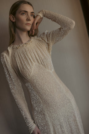 1930s burnout champagne silk velvet gown