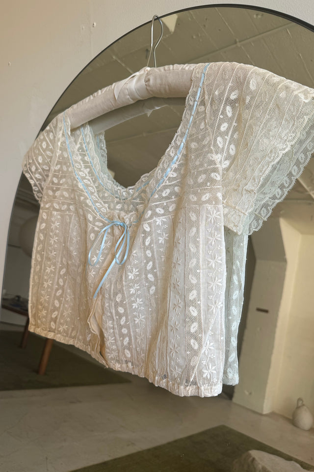 1910s lace embroidered corset blouse