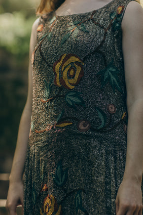 1928 lamè embroidered drop waist evening dress