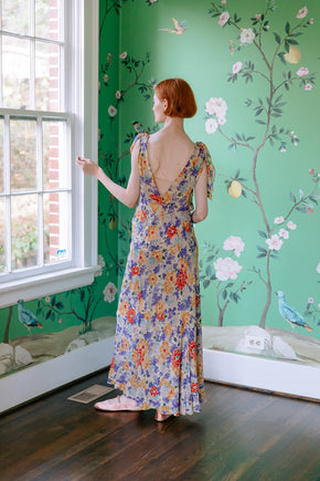 1930s printed silk evening ensemble
