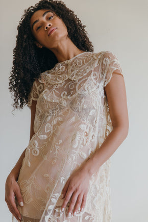 Antique 1920s Brussels lace gown