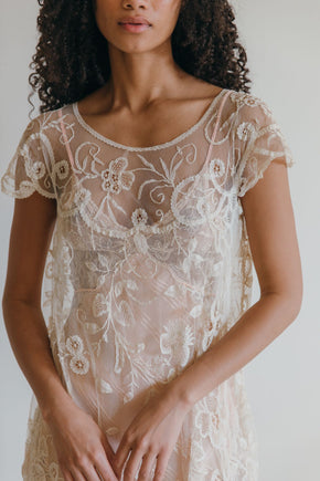 Antique 1920s Brussels lace gown