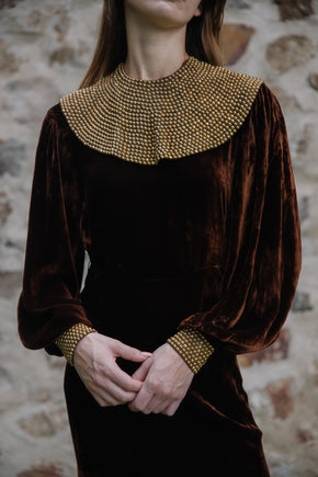 1930s panne velvet studded gown