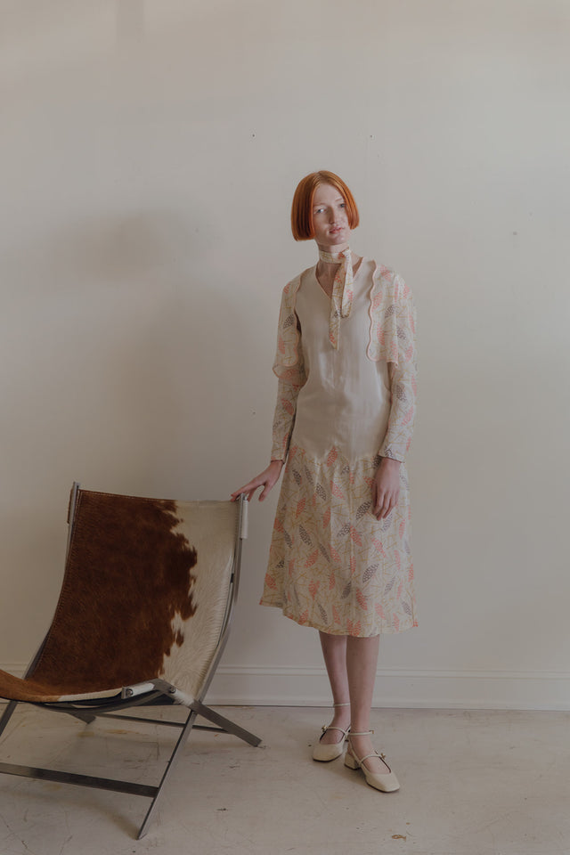 1920s balloon print dress set