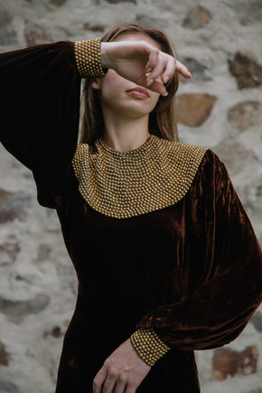1930s panne velvet studded gown