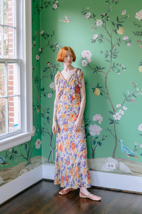 1930s printed silk evening ensemble