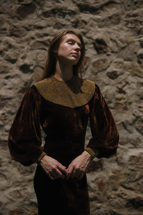 1930s panne velvet studded gown