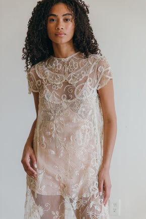 Antique 1920s Brussels lace gown
