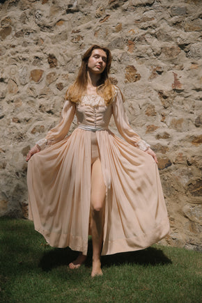 1930s French silk lace peignoir