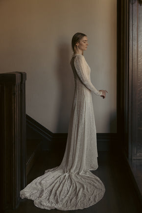 1930s burnout champagne silk velvet gown