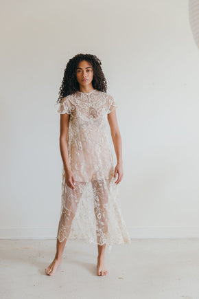 Antique 1920s Brussels lace gown
