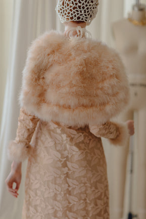 1930s appliquéd Marabou robe