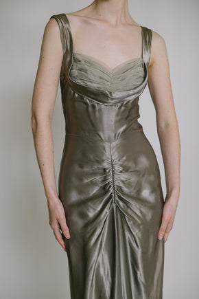 1940s satin tulle gown