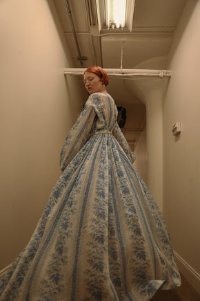 1910s Alabama block printed gauze gown