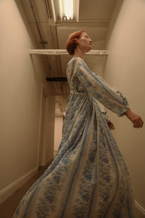 1910s Alabama block printed gauze gown