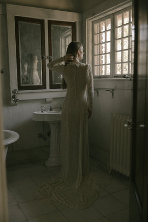 1930s burnout champagne silk velvet gown