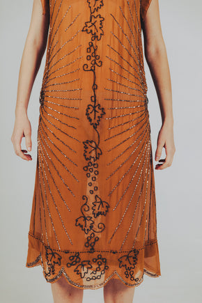 1920s silk chiffon beaded flapper dress