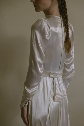 1930s English satin wedding gown