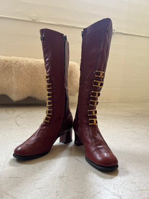 1960s Etienne Aigner Italian oxblood go-go boots