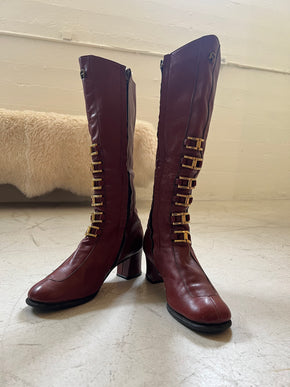 1960s Etienne Aigner Italian oxblood go-go boots