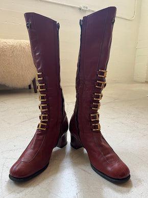 1960s Etienne Aigner Italian oxblood go-go boots