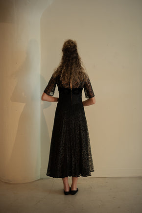 1940s chantilly lace evening gown