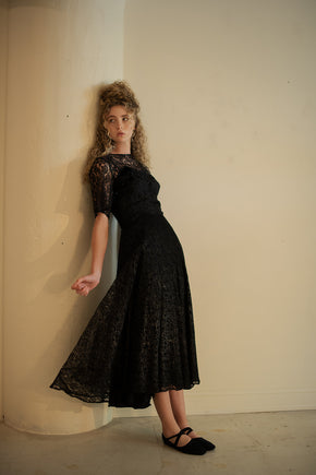 1940s chantilly lace evening gown