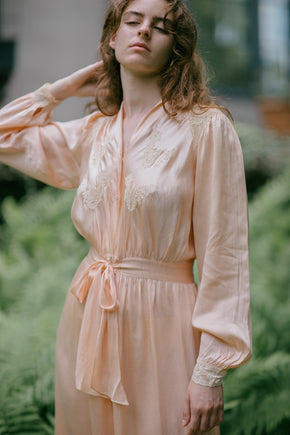 1930s French silk lace nightgown made in Paris