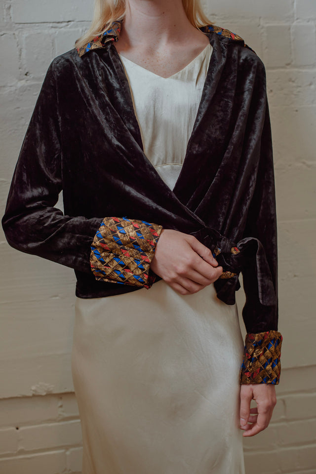 1920s velvet & lamè light coat