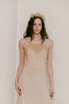 1930s 'Sonia' silk lace bias cut slip gown