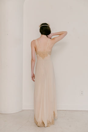 1930s 'Sonia' silk lace bias cut slip gown