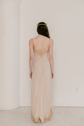 1930s 'Sonia' silk lace bias cut slip gown