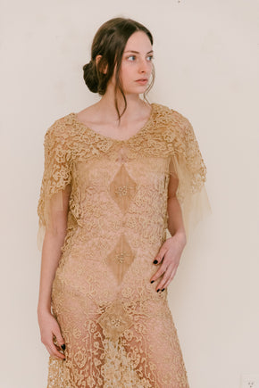 Early 1900s cutwork lace + net gown
