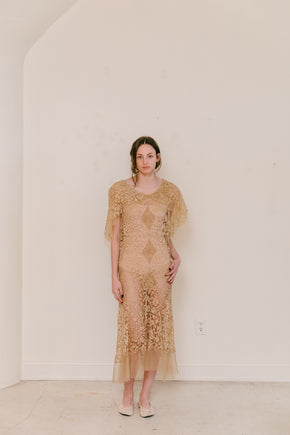 Early 1900s cutwork lace + net gown