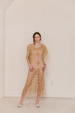 Early 1900s cutwork lace + net gown