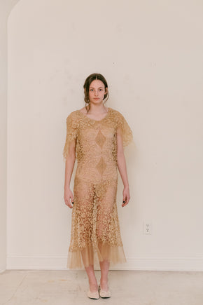 Early 1900s cutwork lace + net gown