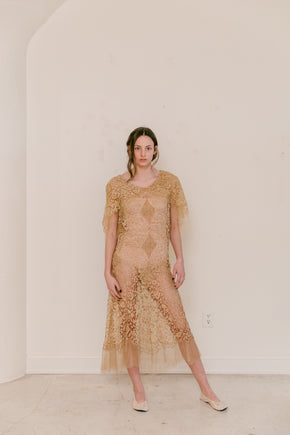 Early 1900s cutwork lace + net gown