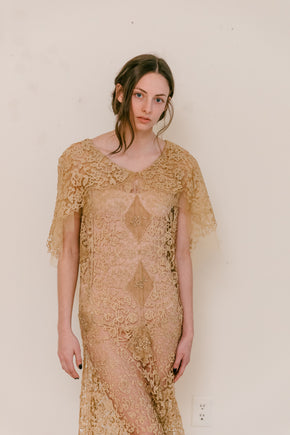 Early 1900s cutwork lace + net gown
