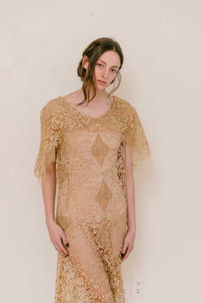 Early 1900s cutwork lace + net gown
