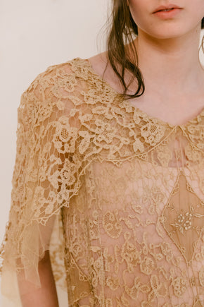 Early 1900s cutwork lace + net gown