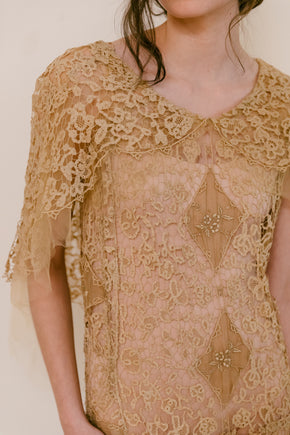 Early 1900s cutwork lace + net gown