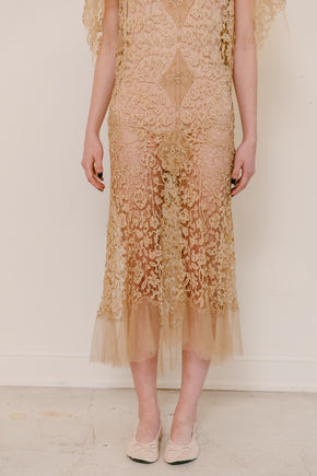 Early 1900s cutwork lace + net gown
