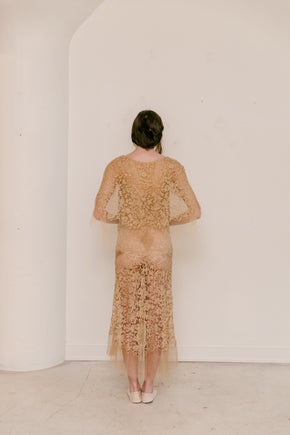Early 1900s cutwork lace + net gown